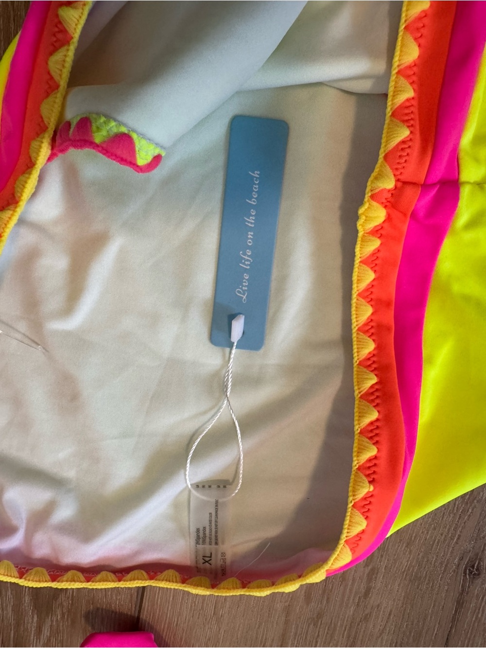 NEW Neon Colorblock High Waisted Women's Popvil Bikini Set XL Pink Orange Yellow - Picture 5 of 9